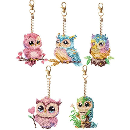 5 x Eulen Schlüsselanhänger - Diamond Painting - Kreativsein.shop