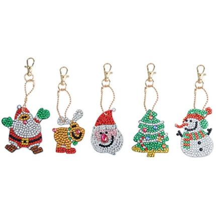 5 x Weihnachten Schlüsselanhänger - Diamond Painting - Kreativsein.shop