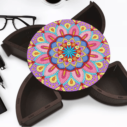 Aufbewahrungsbox rund 4 Fächer Mandala 1 - Diamond Painting - Kreativsein.shop