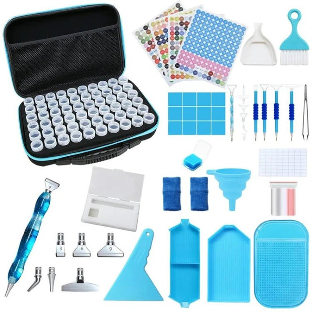 Aufbewahrungskoffer mit 60 Dosen + XXL Zubehör SET - Diamond Painting - Kreativsein.shop