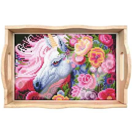 Einhorn Holztablett - Diamond Painting - Kreativsein.shop