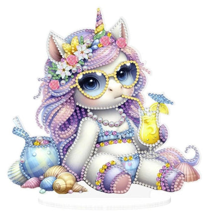 Einhorn mit Drink Aufsteller - Diamond Painting - Kreativsein.shop