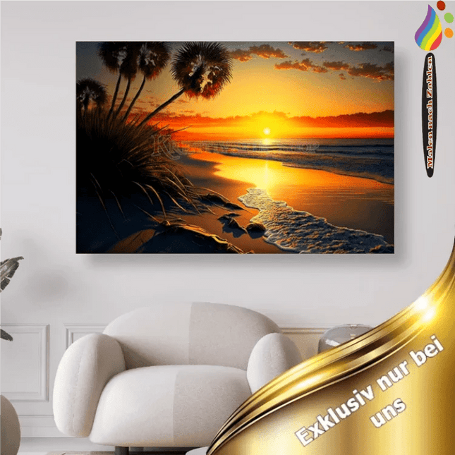 Sonnenuntergang am Meer - Malen nach Zahlen - Kreativsein.shop