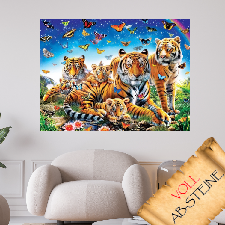 Tiger und Schmetterling - Voll AB 5D DIY Diamond Painting - Diamond Painting Shop - Schweiz