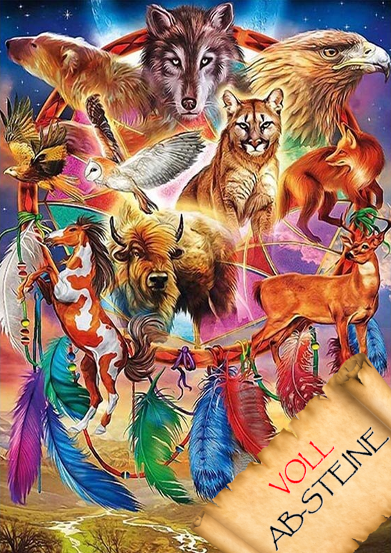 Traumfänger Wildtiere - Voll AB 5D DIY Diamond Painting - Diamond Painting Shop - Schweiz