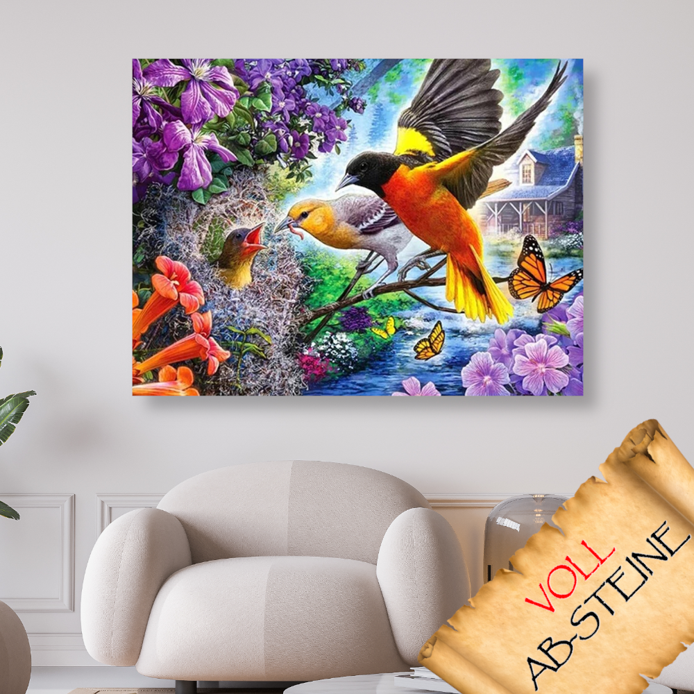 Vögel und Schmetterlinge - Voll AB 5D DIY Diamond Painting - Diamond Painting Shop - Schweiz