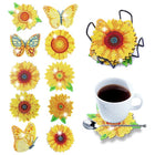 10 x Sonnenblumen und Schmetterlinge Untersetzer - Diamond Painting - Kreativsein.shop