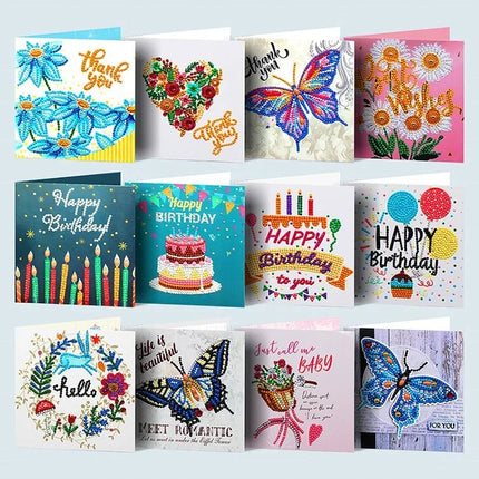 12 x Geburtstags- und Grusskarten - Diamond Painting - Kreativsein.shop