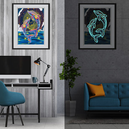 2 Delphine - Glow in the Dark Diamond Painting - Kreativsein.shop