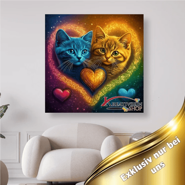 2 Katzen im Herz - 5D DIY Diamond Painting - Kreativsein.shop