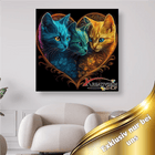 3 bunten Katzen im Herz - 5D DIY Diamond Painting - Kreativsein.shop