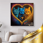 3 Katzen im goldenen Herz - 5D DIY Diamond Painting - Kreativsein.shop