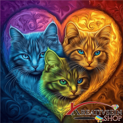 3 Katzen im Herz - Malen nach Zahlen - Kreativsein.shop