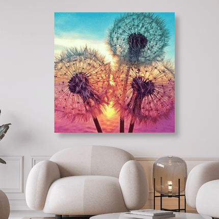 3 Löwenzahnblüten im Sonnenlicht - 5D DIY Diamond Painting - Kreativsein.shop