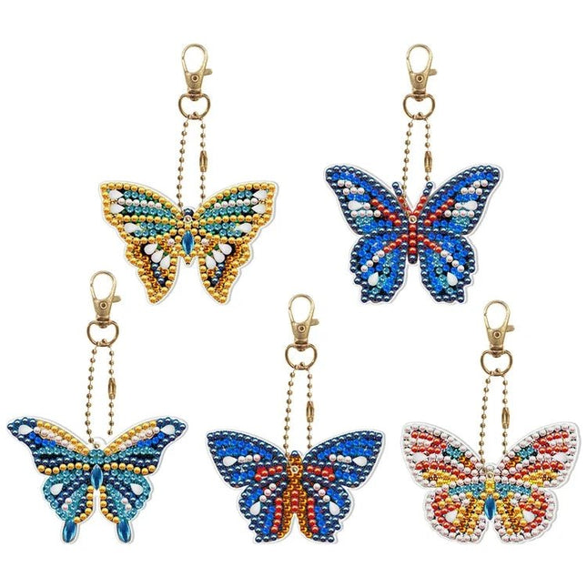 5 x Schmetterling Schlüsselanhänger - Diamond Painting - Kreativsein.shop