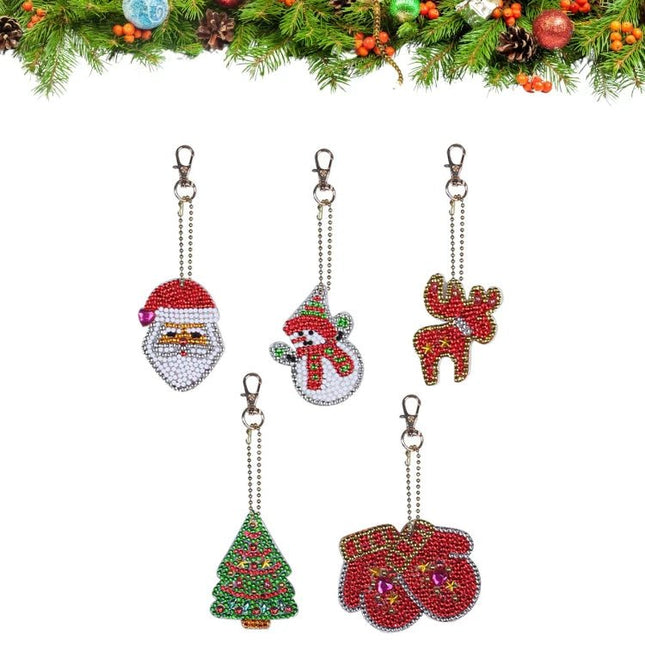5 x Weihnachten Schlüsselanhänger - Diamond Painting - Kreativsein.shop