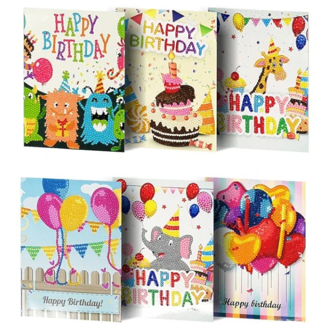 6 x Geburtstagskarten *Happy Birthday* - Diamond Painting - Kreativsein.shop