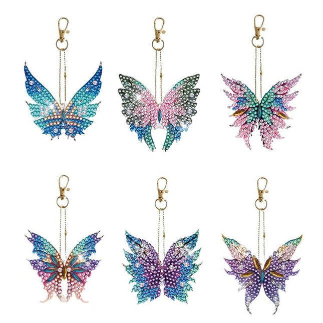 6 x Schmetterling Schlüsselanhänger - Diamond Painting - Kreativsein.shop