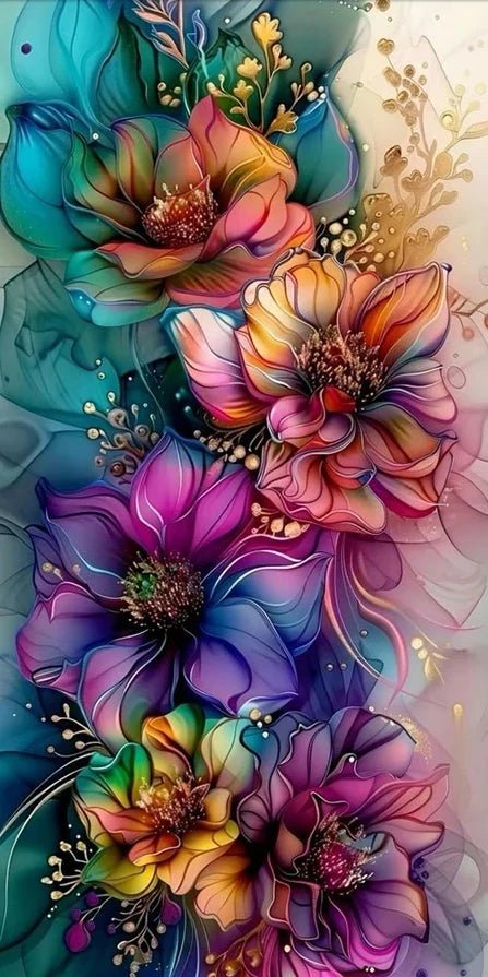 Abstrakte bunte Blumen - 5D DIY Diamond Painting - Kreativsein.shop