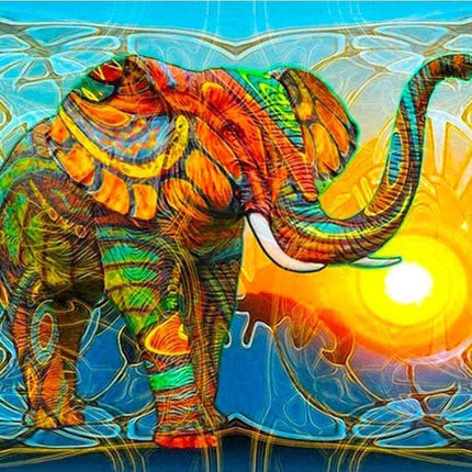 Abstrakter Elefant im Sonnenuntergang - Voll AB 5D DIY Diamond Painting - Kreativsein.shop