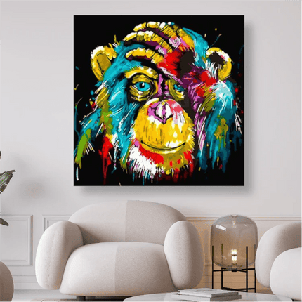 Affe hält sich Hand vor Gesicht Abstrakt bunt - 5D DIY Diamond Painting - Kreativsein.shop