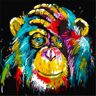 Affe hält sich Hand vor Gesicht Abstrakt bunt - 5D DIY Diamond Painting - Kreativsein.shop