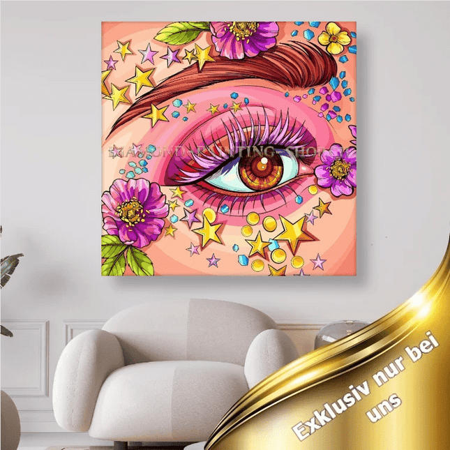 Auge mit Blumen und Sternen - 5D DIY Diamond Painting - Kreativsein.shop