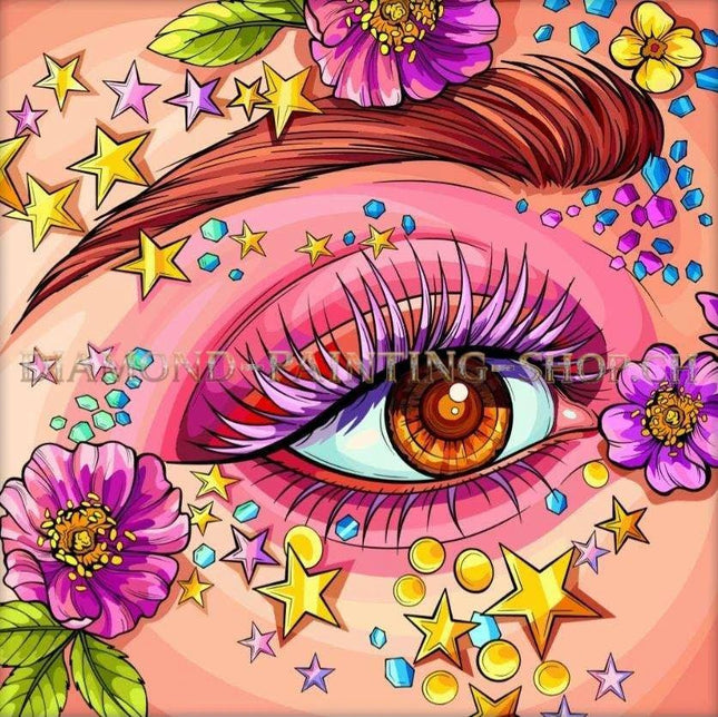 Auge mit Blumen und Sternen - 5D DIY Diamond Painting - Kreativsein.shop