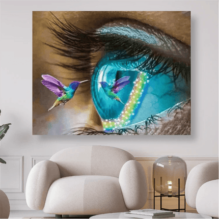 Auge mit buntem Kolibri - 5D DIY Diamond Painting - Kreativsein.shop