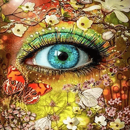 Auge mit Schmetterlingen und Blumen - 5D DIY Diamond Painting - Kreativsein.shop