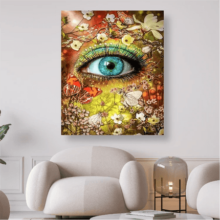 Auge mit Schmetterlingen und Blumen - 5D DIY Diamond Painting - Kreativsein.shop