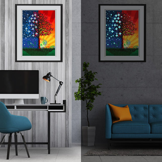 Baum Tag Nacht - Glow in the Dark Diamond Painting - Kreativsein.shop