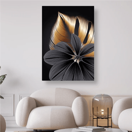 Blätter in Gold und Schwarz - Diamond Painting - Kreativsein.shop