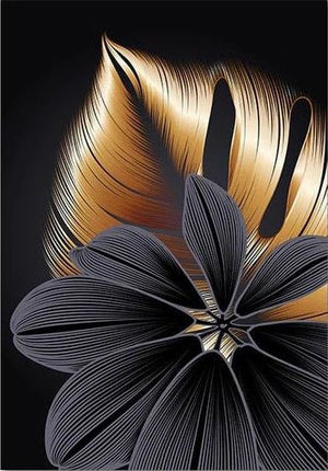 Blätter in Gold und Schwarz - Diamond Painting - Kreativsein.shop