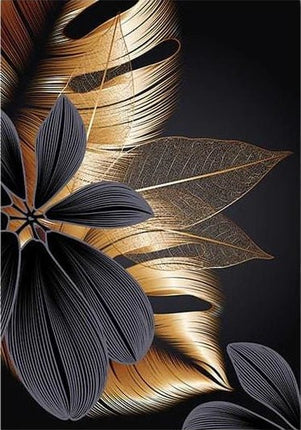 Blätter in Schwarz und Gold - Diamond Painting - Kreativsein.shop