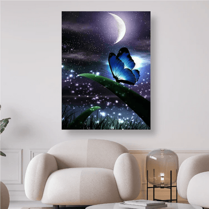 Blauer Schmetterling in der Nacht - 5D DIY Diamond Painting - Kreativsein.shop