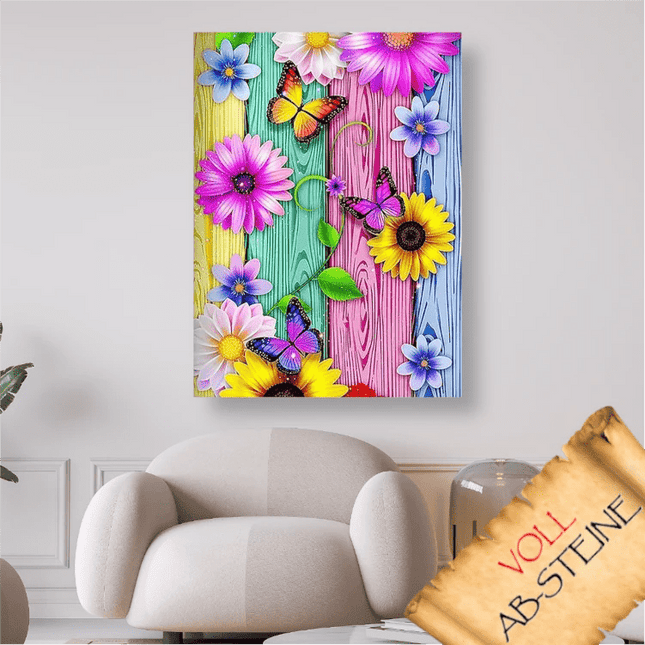 Blumen und Schmetterlinge - Voll AB 5D DIY Diamond Painting - Kreativsein.shop