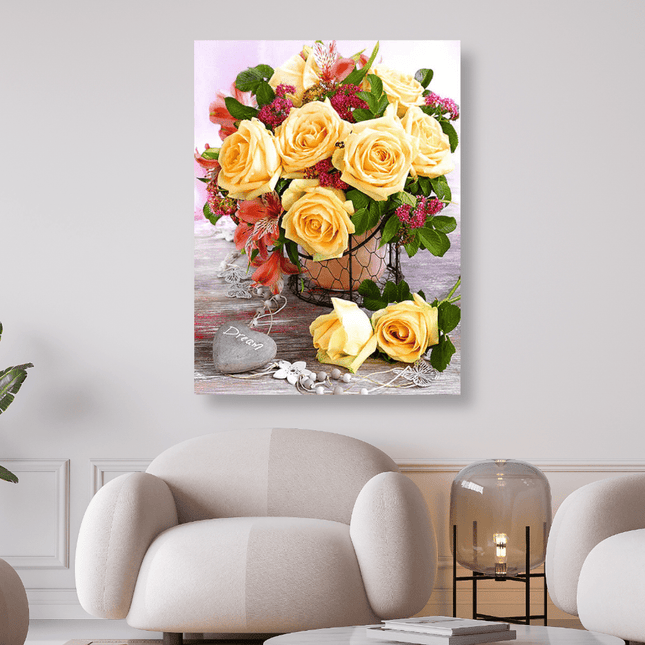 Blumenstrauss mit gelben Rosen - 5D DIY Diamond Painting - Kreativsein.shop