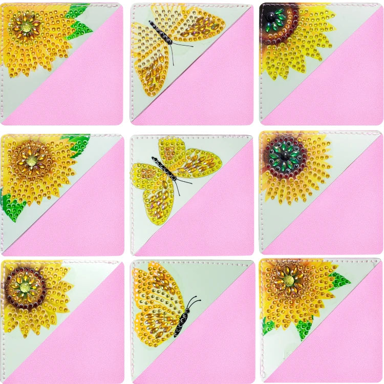 Buchzeichen 9Stk. Sonnenblume und Schmetterling - Diamond Painting