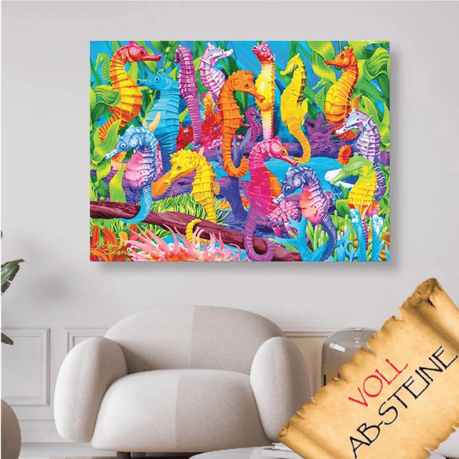 Bunte fröhliche Seepferdchen - Voll AB 5D DIY Diamond Painting - Kreativsein.shop