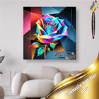 Bunte Rose auf geometrischem Hintergrund - Malen nach Zahlen - Kreativsein.shop