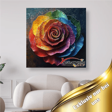 Bunte Rosenblüte mit Tropfen - 5D DIY Diamond Painting - Kreativsein.shop