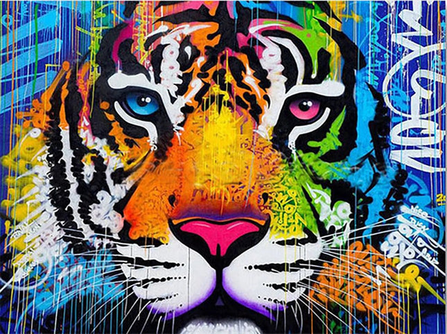 Bunter abstrakter Tigerkopf - Voll AB 5D DIY Diamond Painting - Kreativsein.shop