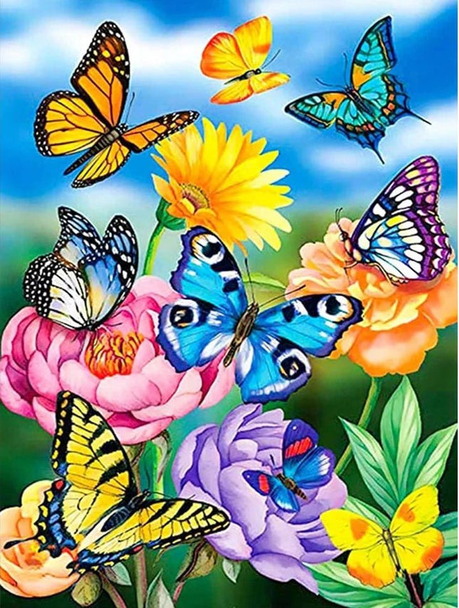 Die Blumenwiese der Schmetterlinge - Voll AB 5D DIY Diamond Painting - Kreativsein.shop