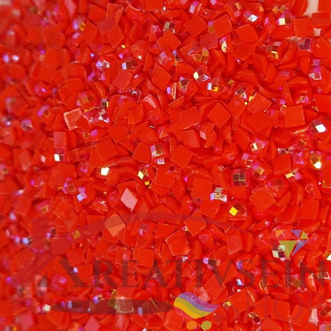 DMC 606 Bright Orange RED - eckige Steine - Aurora Borealis (AB) - Diamond Painting - Kreativsein.shop