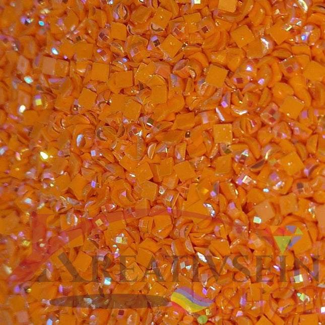 DMC 740 Tangerine - eckige Steine - Aurora Borealis (AB) - Diamond Painting - Kreativsein.shop