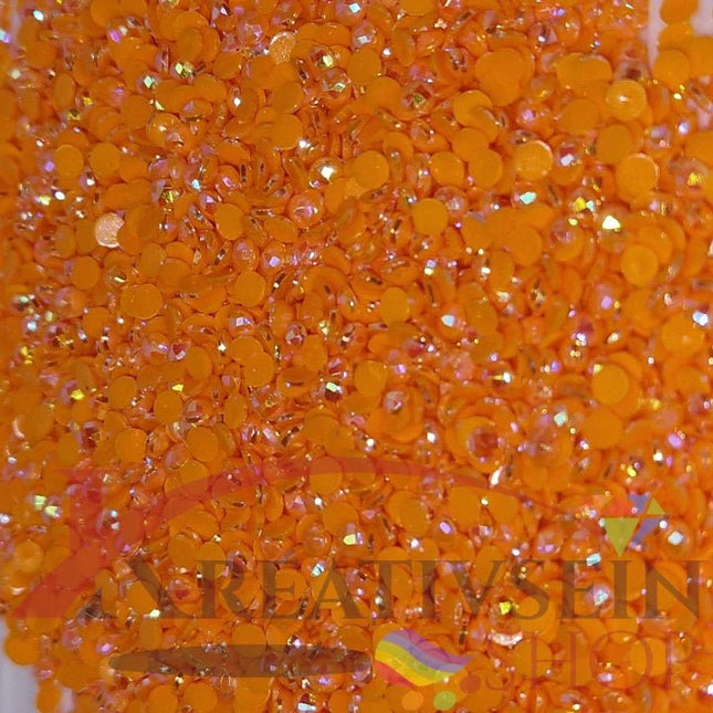 DMC 741 Tangerine MED - runde Steine - Aurora Borealis (AB) - Diamond Painting - Kreativsein.shop
