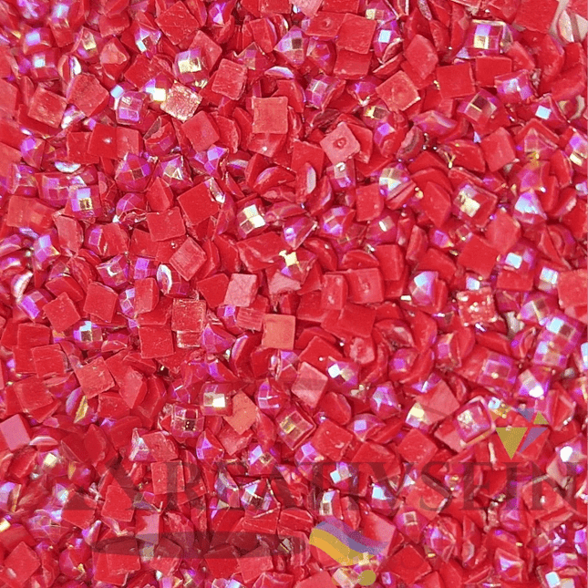 DMC 817 Coral Red VY DK - eckige Steine - Aurora Borealis (AB) - Diamond Painting - Kreativsein.shop