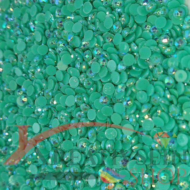DMC 913 Nile Green MED - runde Steine - Aurora Borealis (AB) - Diamond Painting - Kreativsein.shop