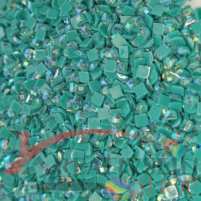 DMC 958 Sea Green DK - eckige Steine - Aurora Borealis (AB) - Diamond Painting - Kreativsein.shop